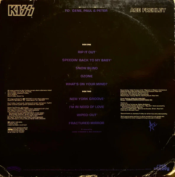 Kiss, Ace Frehley – Ace Frehley (VG/VG+) – LP, US 1978 - Image 2