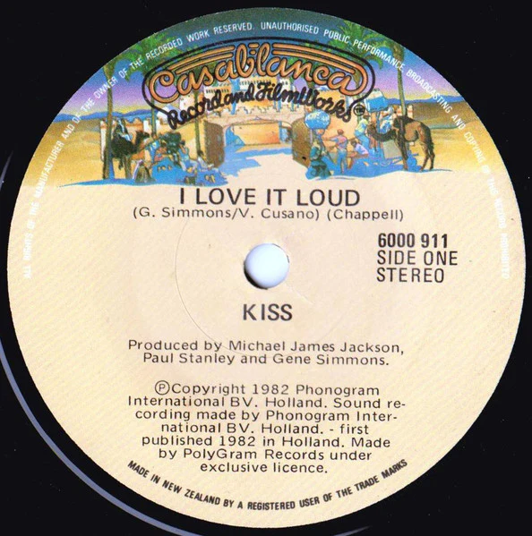Kiss – I Love It Loud (VG+/Generic) – 7", NZ 1982