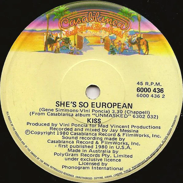 Kiss – Shandi (VG+/Generic) – 7", AU 1980 - Image 2