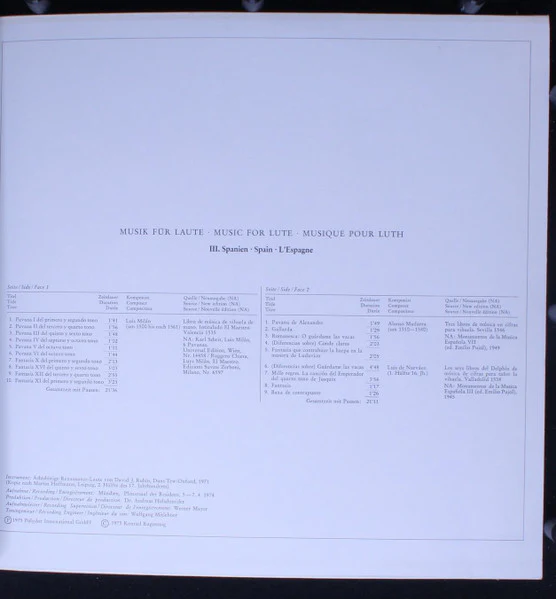 Konrad Ragossnig – Musik Für Laute, III. Spanien (E/VG+) – LP, DE 1975 - Image 3