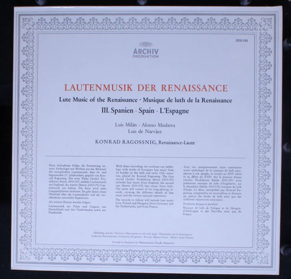 Konrad Ragossnig – Musik Für Laute, III. Spanien (E/VG+) – LP, DE 1975 - Image 4
