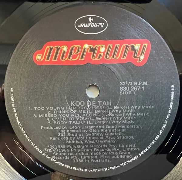Koo Dé Tah – Koo Dé Tah (VG+/VG) – LP, AU 1986 - Image 3