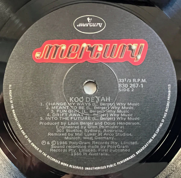 Koo Dé Tah – Koo Dé Tah (VG+/VG) – LP, AU 1986 - Image 4