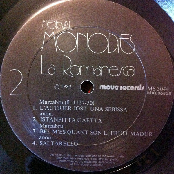 La Romanesca – Medieval Monodies (E/E) – LP, AU 1982 - Image 5