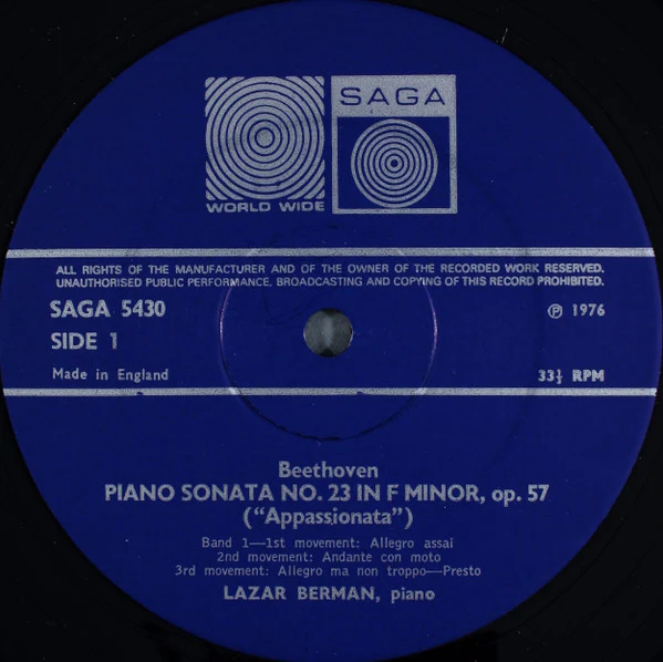 Lazar Berman, Franz Liszt, Ludwig van Beethoven – Sonata In B Minor • Appassionata (VG+/VG+) – LP, UK 1976 - Image 3