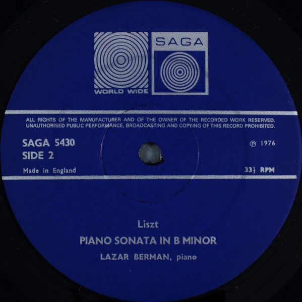 Lazar Berman, Franz Liszt, Ludwig van Beethoven – Sonata In B Minor • Appassionata (VG+/VG+) – LP, UK 1976 - Image 4