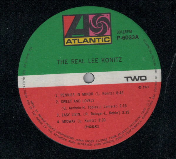 Lee Konitz – The Real Lee Konitz (VG+/VG) – LP, JP 1971, No OBI - Image 4