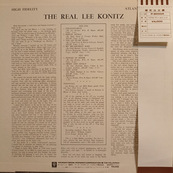 Lee Konitz – The Real Lee Konitz (VG+/VG) – LP, JP 1971, No OBI - Image 6