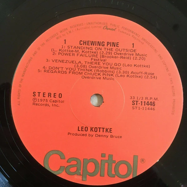 Leo Kottke – Chewing Pine (VG+/VG+) – LP, AU 1975 - Image 3