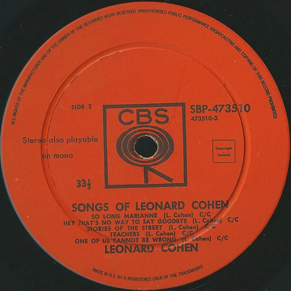 Leonard Cohen – Songs Of Leonard Cohen (VG/VG) – LP, NZ 1968 - Image 4