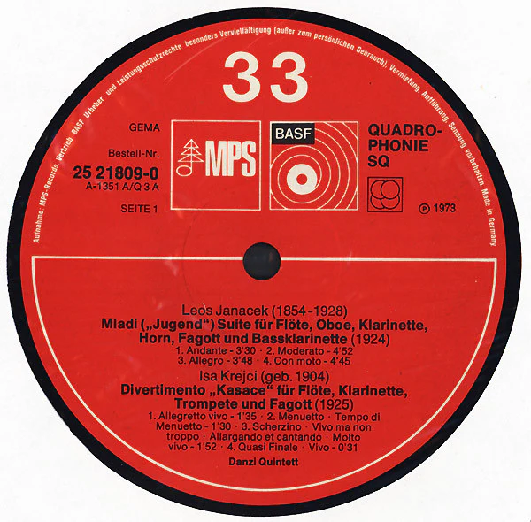 Leoš Janáček, Iša Krejčí, Josef Bohuslav Foerster – Tschechische Bläsermusik (E/VG+) – LP, DE 1973 - Image 3