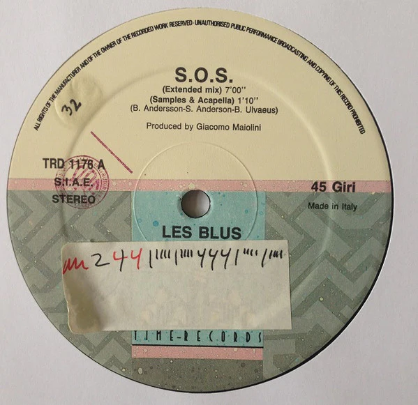 Les Blue Belles – S.O.S. (VG/Generic) – 12", IT 1991 - Image 3
