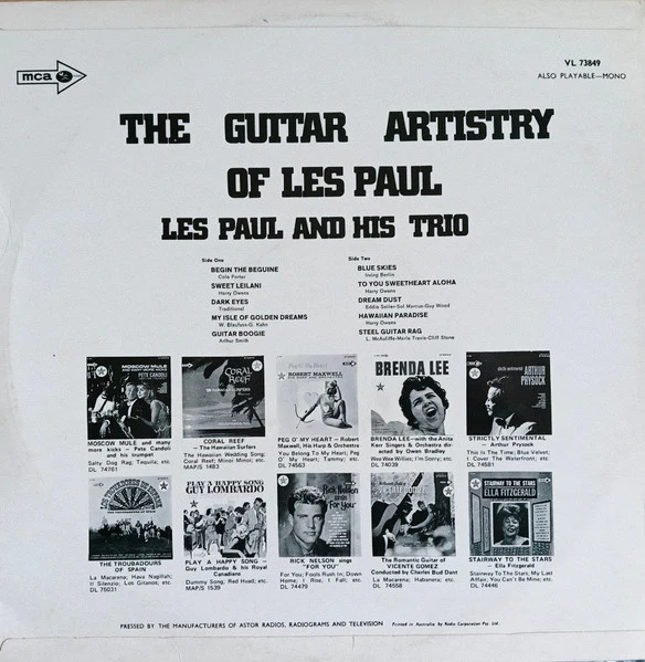 Les Paul And His Trio – The Guitar Artistry Of Les Paul (VG/VG) – LP, AU 1970 - Image 2