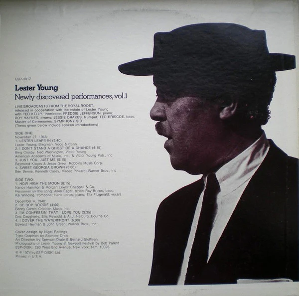 Lester Young – Newly Discovered Performances, Vol.1 (VG/G+) – LP, US - Image 2