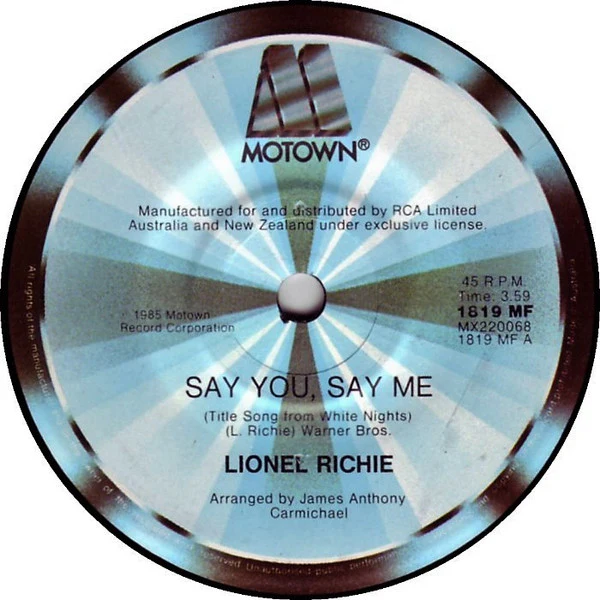 Lionel Richie – Say You, Say Me (E/E) – 7", AU 1985 - Image 3