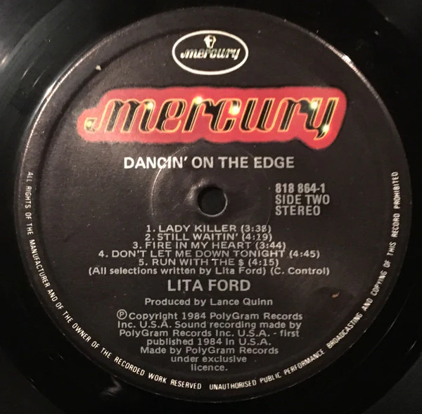 Lita Ford – Dancin' On The Edge (VG/VG) – LP, Australasia 1984 - Image 4