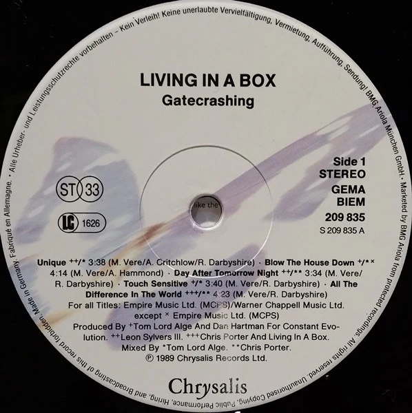 Living In A Box – Gatecrashing (VG/VG+) – LP, DE 1989 - Image 3