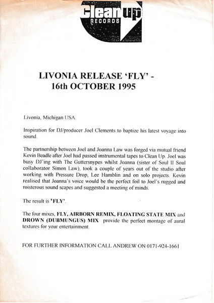Livonia – Fly (VG+/Generic) – 12", UK 1994 - Image 4