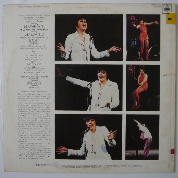 Liza Minnelli – Liza With A "Z" (A Concert For Television) (VG+/VG+) – LP, AU 1972 - Image 2