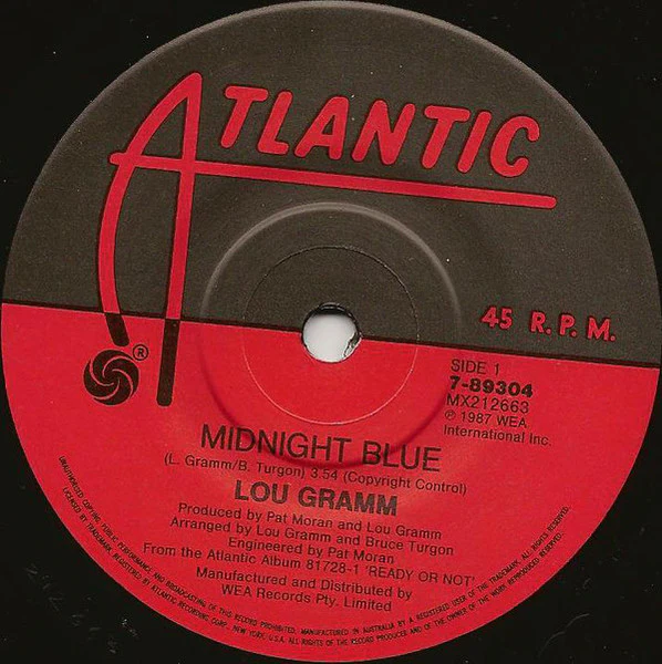 Lou Gramm – Midnight Blue (VG/Generic) – 7", AU 1987