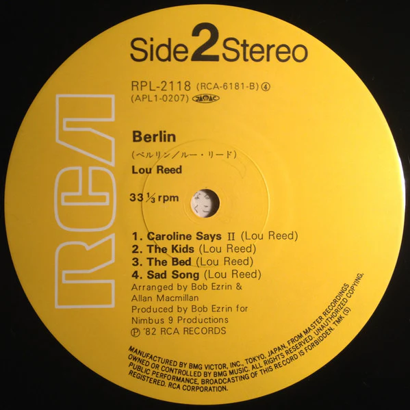 Lou Reed – Berlin (E/E) – LP, JP 1982, No OBI - Image 8
