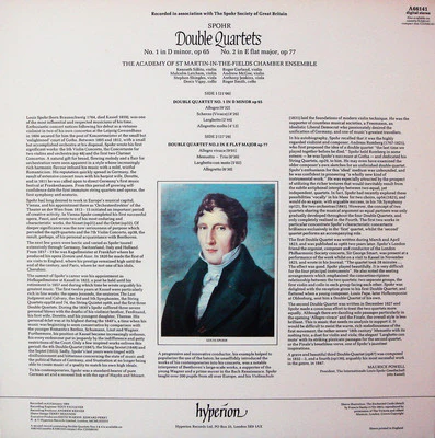 Louis Spohr, Academy Of St. Martin-in-the-Fields Chamber Ensemble – Double Quartets (D Minor, Op 65 · E Flat, Op 77) (VG+/VG+) – LP, UK 1986 - Image 2