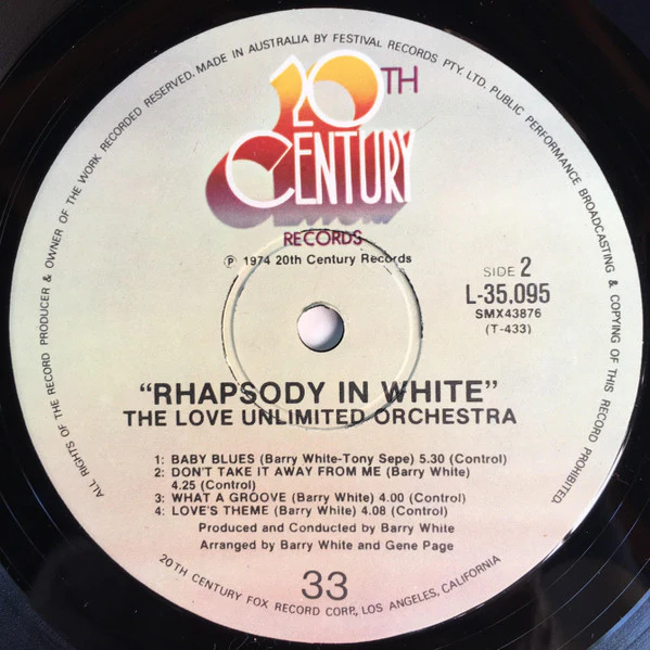 Love Unlimited Orchestra – Rhapsody In White (VG/VG+) – LP, AU 1974 - Image 4