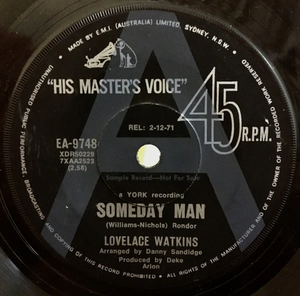 Lovelace Watkins – Someday Man (VG+/Generic) – 7", AU 1971