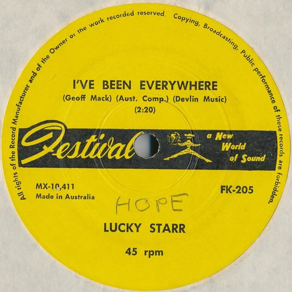 Lucky Starr – I've Been Everywhere (VG/VG+) – 7", AU 1962