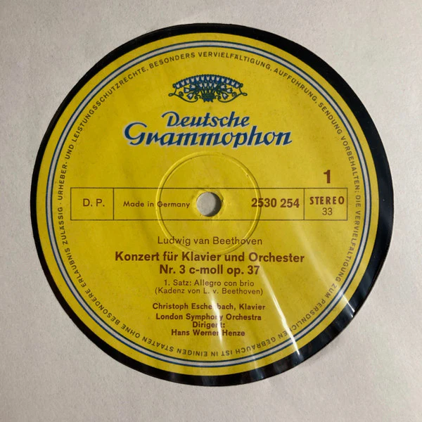 Ludwig van Beethoven, Christoph Eschenbach, London Symphony Orchestra, Hans Werner Henze – Klavierkonzert Nr. 3 C-moll = Piano Concerto No. 3 In C Minor (VG+/VG) – LP, EU 1972 - Image 3
