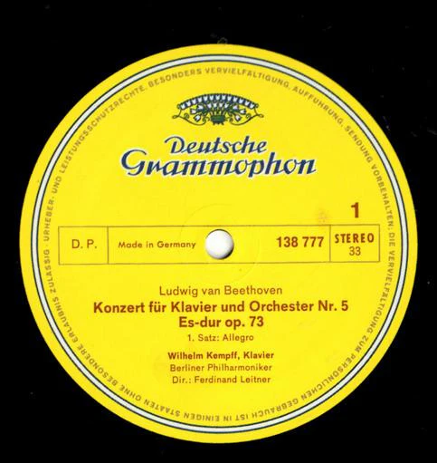 Ludwig van Beethoven, Wilhelm Kempff, Berliner Philharmoniker, Ferdinand Leitner – Klavierkonzert Nr. 5 Es-dur = Piano Concerto No. 5 In E Flat Major = Concerto Pour Piano Et Orchestre N°5 En Mi Bémol Majeur (VG+/VG+) – LP, DE 1973 - Image 3