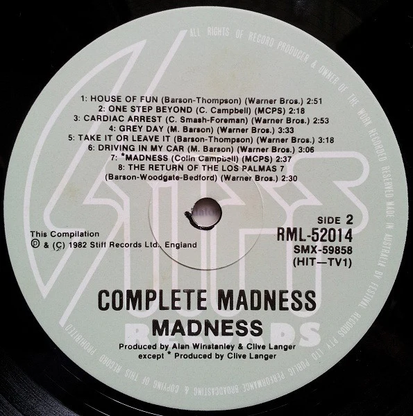 Madness – Complete Madness (VG+/VG+) – LP, AU 1982 - Image 6