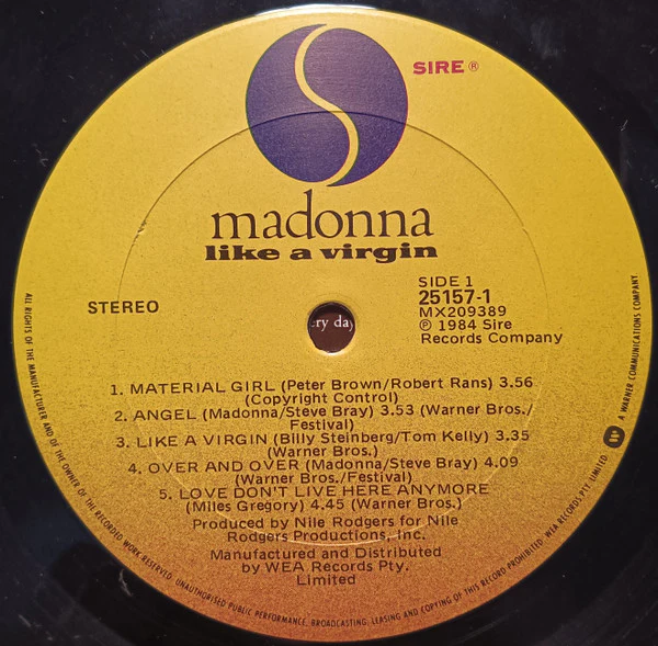 Madonna – Like A Virgin (VG+/VG+) – LP, AU 1984 - Image 5