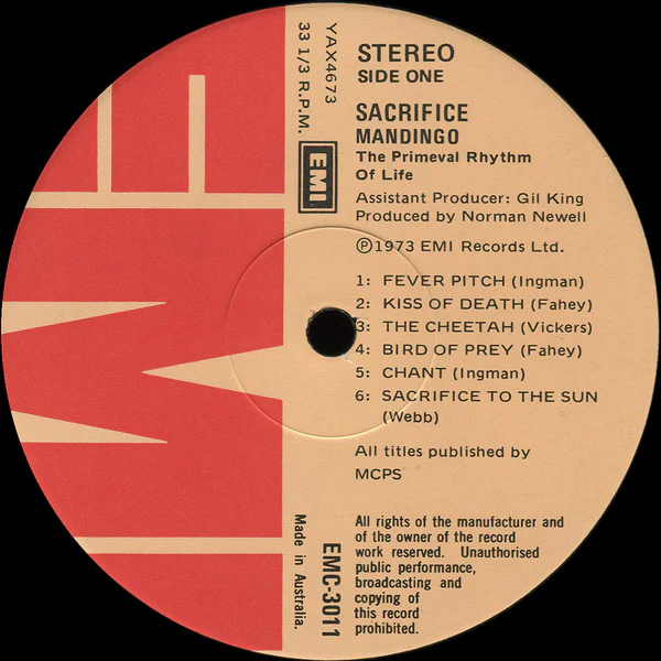 Mandingo – Sacrifice (VG+/VG+) – LP, AU 1975 - Image 3
