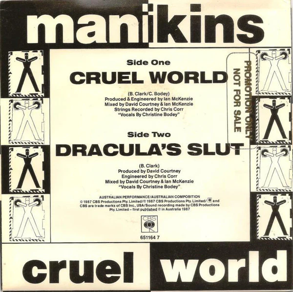 Manikins – Cruel World (VG+/VG+) – 7", AU 1987 - Image 2