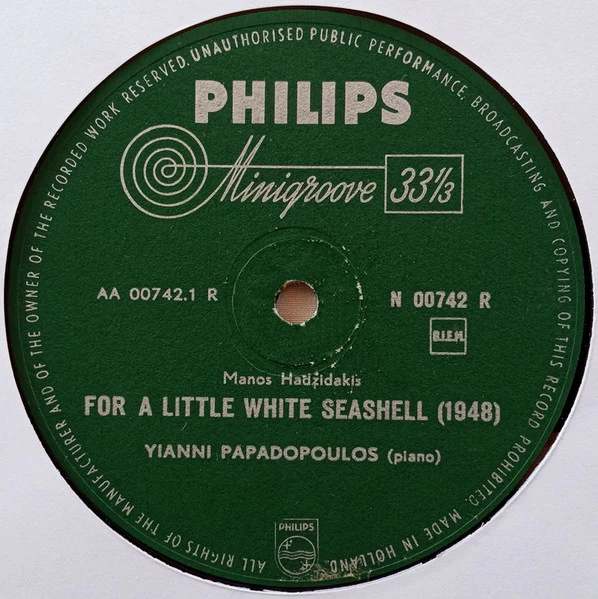 Manos Hadjidakis – For A Little White Seashell / Six Popular Pictures (VG/VG) – LP, NL 1954 - Image 3