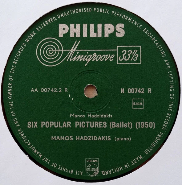 Manos Hadjidakis – For A Little White Seashell / Six Popular Pictures (VG/VG) – LP, NL 1954 - Image 4