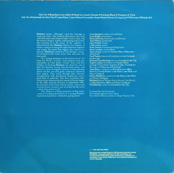 Manteca – Fusion (VG+/VG+) – LP, AU 1981 - Image 2