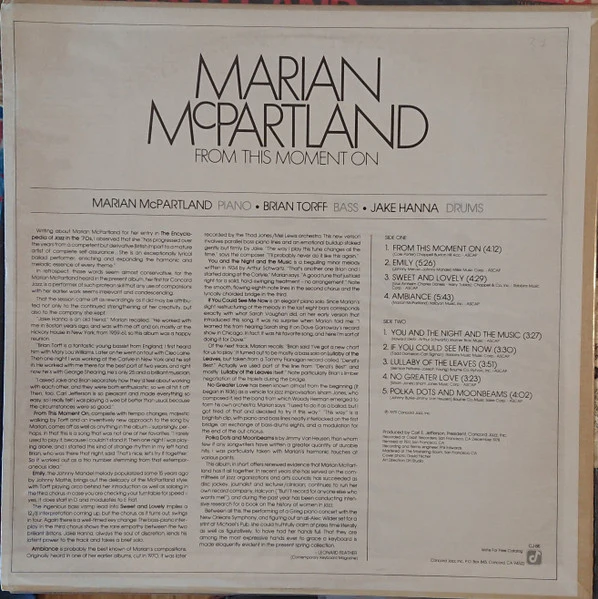 Marian McPartland – From This Moment On (E/E) – LP, US 1979 - Image 2