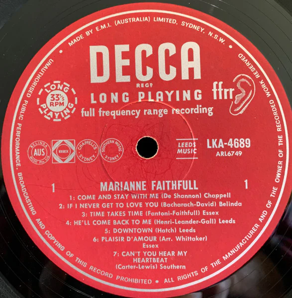 Marianne Faithfull – Marianne Faithfull (VG/VG) – LP, AU 1965 - Image 4