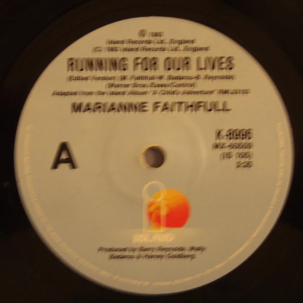 Marianne Faithfull – Running For Our Lives (VG+/Generic) – 7", AU 1983