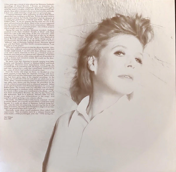 Marianne Faithfull – Strange Weather (VG+/VG+) – LP, AU 1987 - Image 6