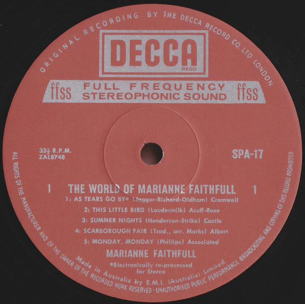 Marianne Faithfull – The World Of Marianne Faithfull (VG+/VG+) – LP, AU - Image 3