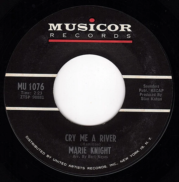 Marie Knight – Cry Me A River / Comes The Night (VG/Generic) – 7", US 1965