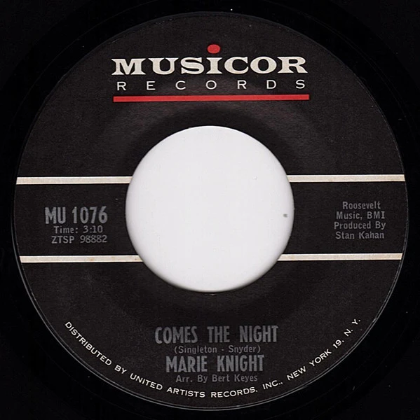 Marie Knight – Cry Me A River / Comes The Night (VG/Generic) – 7", US 1965 - Image 2