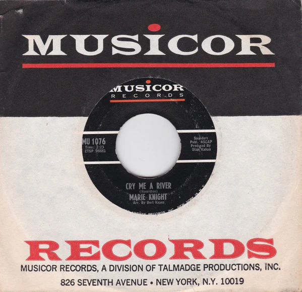 Marie Knight – Cry Me A River / Comes The Night (VG/Generic) – 7", US 1965 - Image 3