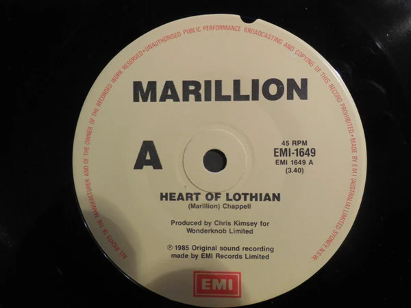 Marillion – Heart Of Lothian (VG+/Generic) – 7", AU 1985 - Image 3