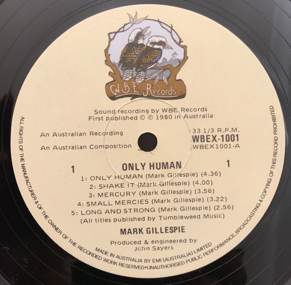 Mark Gillespie – Only Human (E/VG+) – LP, AU 1980 - Image 3