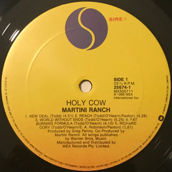 Martini Ranch – Holy Cow (VG+/VG) – LP, AU 1988 - Image 5