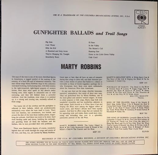 Marty Robbins – Gunfighter Ballads And Trail Songs (VG/VG+) – LP, AU - Image 2